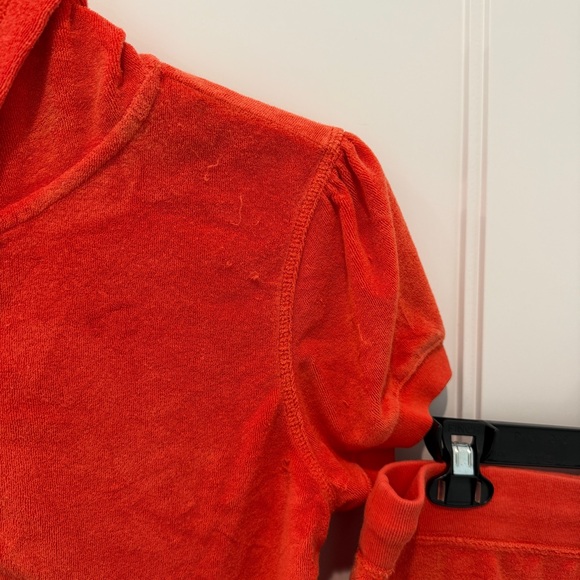 Old Navy Tiny Fit Orange Terry Cloth Short Sleeve Hoodie Jacket and Shorts Set - Picture 3 of 6